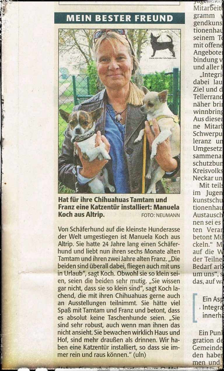 Zeitungsbericht aus der "RHEINPFALZ" von 2015.